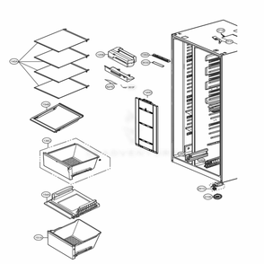 Refrigerator Compartment Diagram and Parts List for LRSES2706V APZCNA0 LG Refrigerator