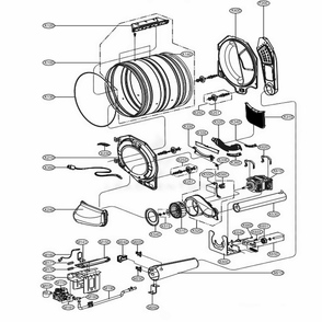 Drum And Motor Assembly Diagram and Parts List for GD1329QGW2 ASSEELC LG Dryer