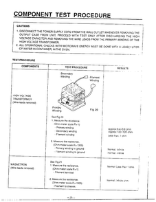 Component Test Procedure Diagram and Parts List for MA-880MW  LG Microwave