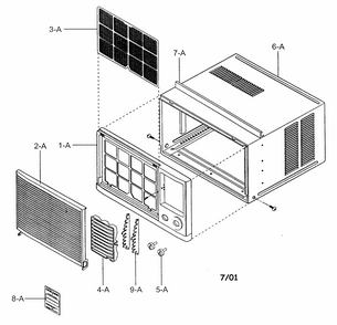 Air Conditioner Diagram and Parts List for 58071121100  Kenmore Air Conditioner
