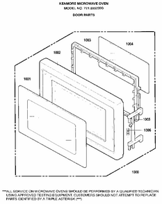 Door Diagram and Parts List for 7218952090  Kenmore Microwave