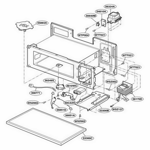 Interior Parts 1 Diagram and Parts List for KHMC107EWH MWEKAD LG Wall Oven