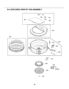 Tub Assembly Diagram and Parts List for FH8G5XDNK3 ABWEEUS LG Washer