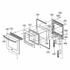 Upper Door Parts Diagram and Parts List for LWD3063ST ASTLLGA LG Wall Oven