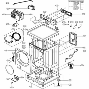Cabinet And Control Panel Assembly Diagram and Parts List for WM3998HBA ABLEVUS LG Washer