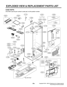 Case Parts Diagram and Parts List for GR-Q238NSNM ASTCNA6 LG Refrigerator