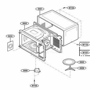 Oven Cavity Parts Diagram and Parts List for 63293 CS6ESEA LG Range