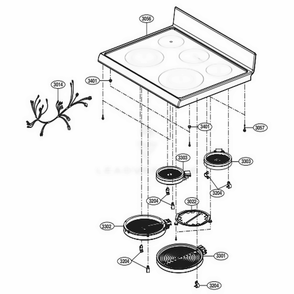 Cooktop Parts Diagram and Parts List for LRE3193BM FBMLLGA LG Range