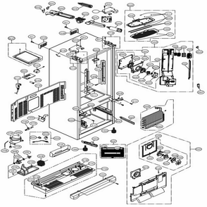 Case Parts Diagram and Parts List for 73059 AWBCSE0 LG Refrigerator