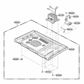 Base Plate Parts Diagram and Parts List for MC696W KWHEMCF LG Wall Oven