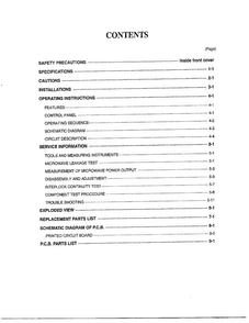 Contents Diagram and Parts List for MA-1905W  LG Microwave