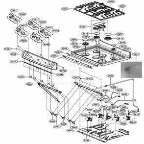 Cooktop Parts Diagram and Parts List for LDG4313BD ABDELGA LG Range