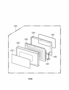Door Parts Diagram and Parts List for 72166339011  Kenmore Microwave