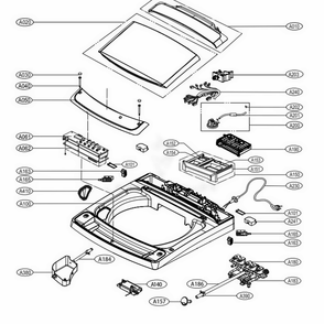 Top Cover Assembly Diagram and Parts List for 31423 ASTEPEU LG Washer