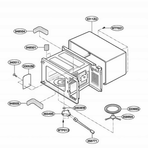 Oven Cavity Parts Diagram and Parts List for MA1302B BKEGSE LG Range
