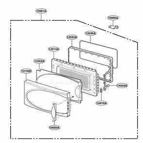 Door Parts Diagram and Parts List for 3WG2532 HM1QBAL LG Range