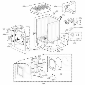 Cabinet And Door Assembly Gas Type Diagram and Parts List for DLG7301WE ABWEEUS LG Dryer