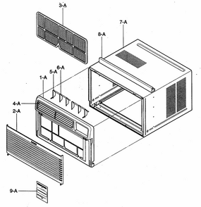 Cabinet/front Grille Assy Diagram and Parts List for 58076129300  Kenmore Air Conditioner