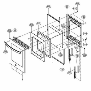Upper Door Parts Diagram and Parts List for LWD3063BD AB2LLGA LG Wall Oven