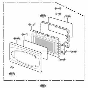 Door Parts Diagram and Parts List for YMT2145SJQ0 AMWEWPC LG Range