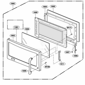 Part Location Diagram of 3581W1A377D LG Door Assembly (Stainless+black)