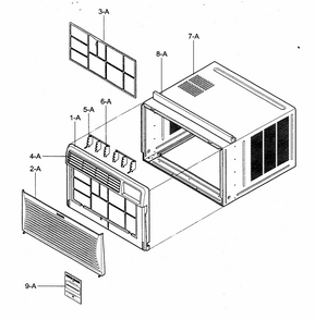 Cabinet/front Grille Assy Diagram and Parts List for 58074259400  Kenmore Air Conditioner