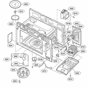 Interior Parts 1 Diagram and Parts List for LMV1915NVBS ABSELGA LG Range