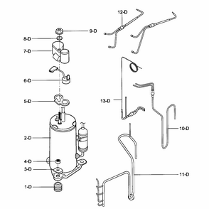 Compressor Parts Diagram and Parts List for 58075123700  Kenmore Air Conditioner