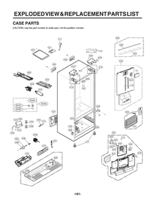Case Parts Diagram and Parts List for GR-X268NKSM ASBCNA2 LG Refrigerator