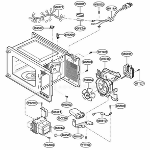 Oven Interior Parts Diagram and Parts List for 61289 ABKESEA LG Range