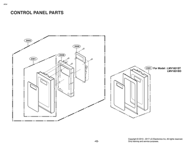 Control Panel Parts Diagram and Parts List for MV1843ASD CBKELGA LG Microwave
