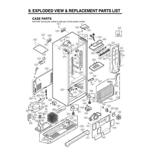 Section 1 Diagram and Parts List for LRFC21755ST ASTCLGA LG Refrigerator