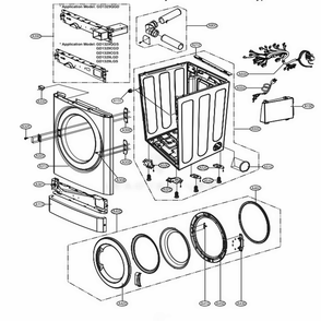 Cabinet And Door Assembly Diagram and Parts List for GD1329QGD ABWEECI LG Dryer