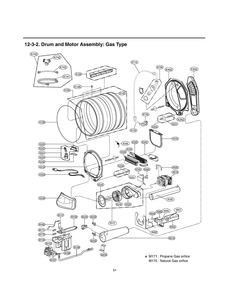 Drum And Motor Assembly Diagram and Parts List for 71423 ASTESEU LG Refrigerator