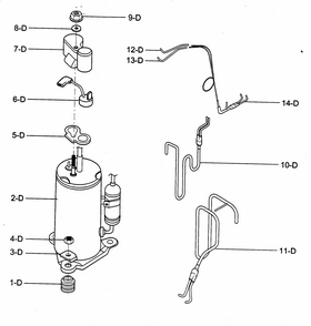 Compressor Parts Diagram and Parts List for 58074107400  Kenmore Air Conditioner