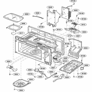 Interior Parts 1 Diagram and Parts List for 64684 AB6ESEA LG Range