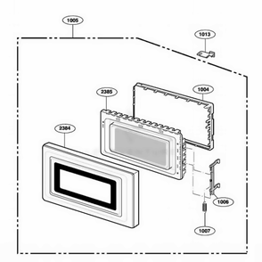 Door Parts Diagram and Parts List for LD510D AG1QAMA LG Wall Oven