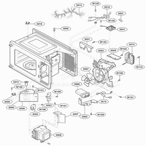 Interior Parts Diagram and Parts List for LD510D AGRQAMA LG Wall Oven