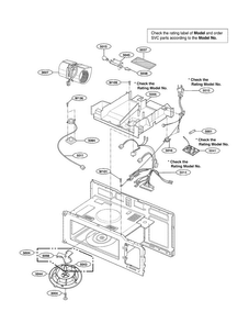 Interior Parts Diagram and Parts List for MV1604SW01  LG Microwave