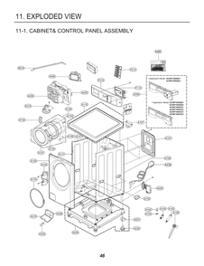 Cabinet& Control Panel Assembly Diagram and Parts List for FH069FD4F ABWEELC LG Washer
