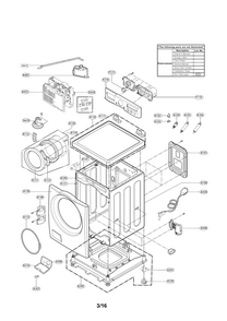 Cabinet Parts Diagram and Parts List for 79641162411  Kenmore Washer