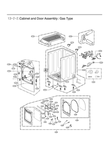 Cabinet And Door Assembly Diagram and Parts List for DLG7401WEA ABWEEUS LG Dryer