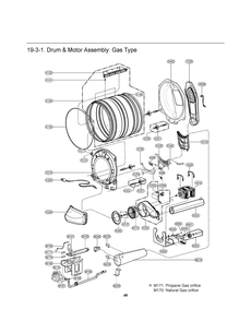 Drum And Motor Assembly Diagram and Parts List for TLD1840CGD ASSEELC LG Dryer