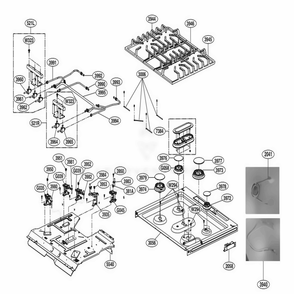 Cooktop Parts Diagram and Parts List for LTG4715ST ASTELGA LG Range
