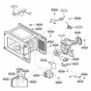 Interior Parts Diagram and Parts List for GT4175SPS CS3EWRP LG Wall Oven