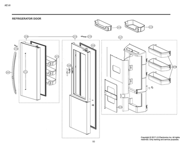 Refrigerator Door Diagram and Parts List for GM-J227AKXM ASBCNA0 LG Refrigerator