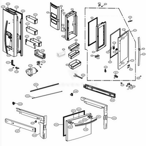 Door Parts Diagram and Parts List for LFXS28596S ASTCNA2 LG Refrigerator