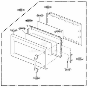 Door Parts Diagram and Parts List for TMH14XLB1 AB1EEST LG Range