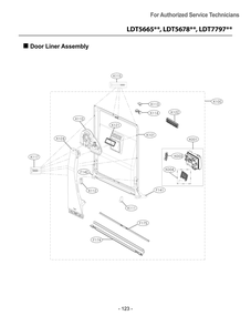 Door Liner Assembly Diagram and Parts List for DUA217TD ABDEEUS LG Dishwasher