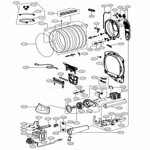Drum And Motor Assembly: Gas Type Diagram and Parts List for DLGX7801VE ASSEEUS LG Dryer